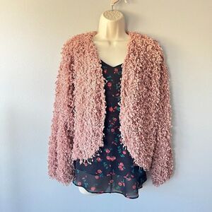 E & M Shag Style Open Cardigan Size S